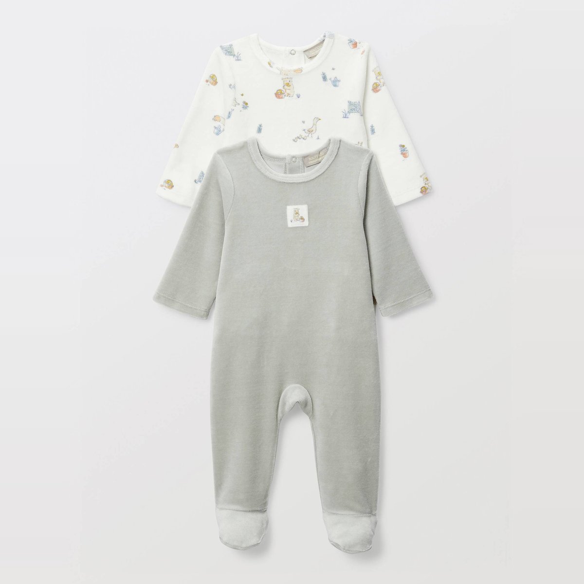 Lot de 2 dors-bien en velours en coton BIO GOTS sauge clair, BOUT'CHOU