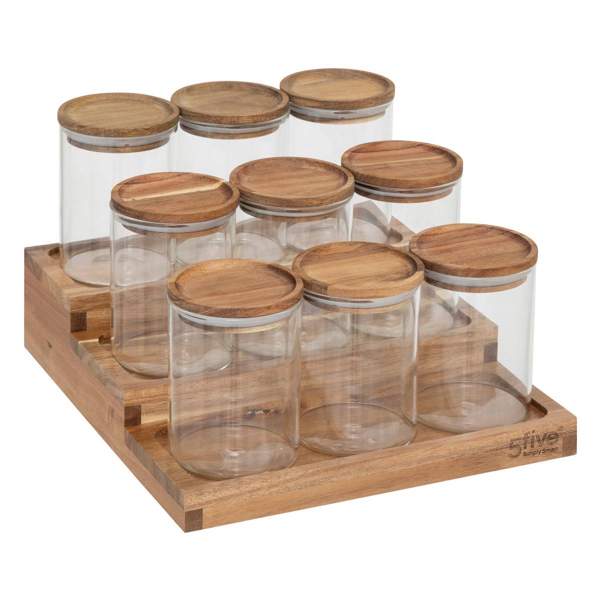 Présentoir à épices 9 bocaux en acacia HARMONY marron, 5FIVE SIMPLY SMART