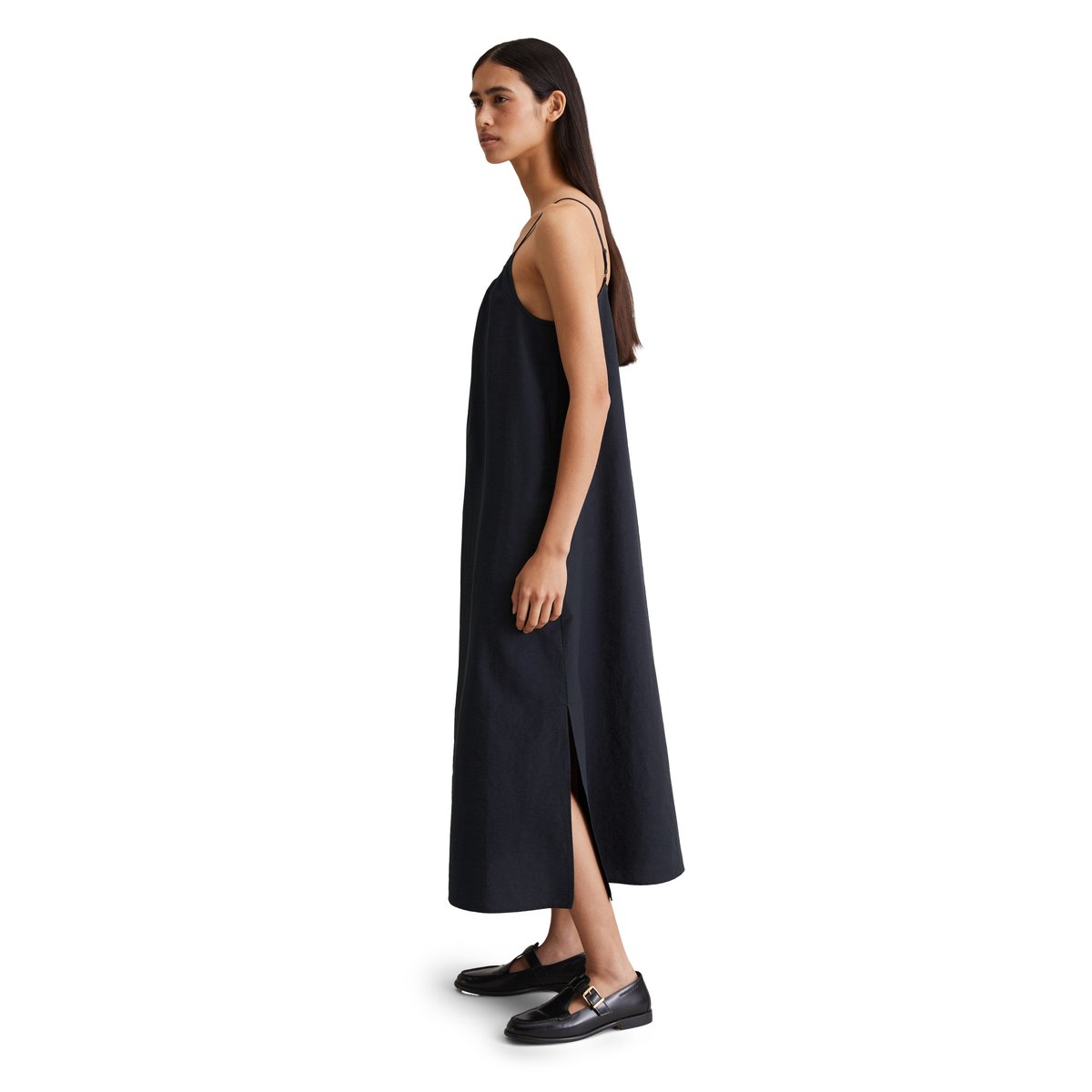 Robe à bretelles spaghetti relaxed en mélange de coton organique bleu foncé, MARC O’POLO DENIM