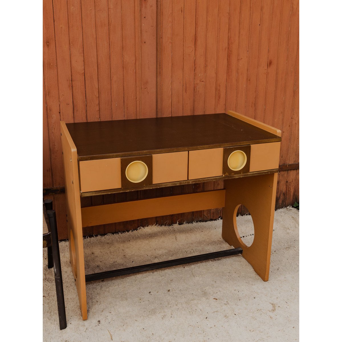 Bureau en bois marron et camel Yvan N°582 - Bon état marron, DEBONGOUT