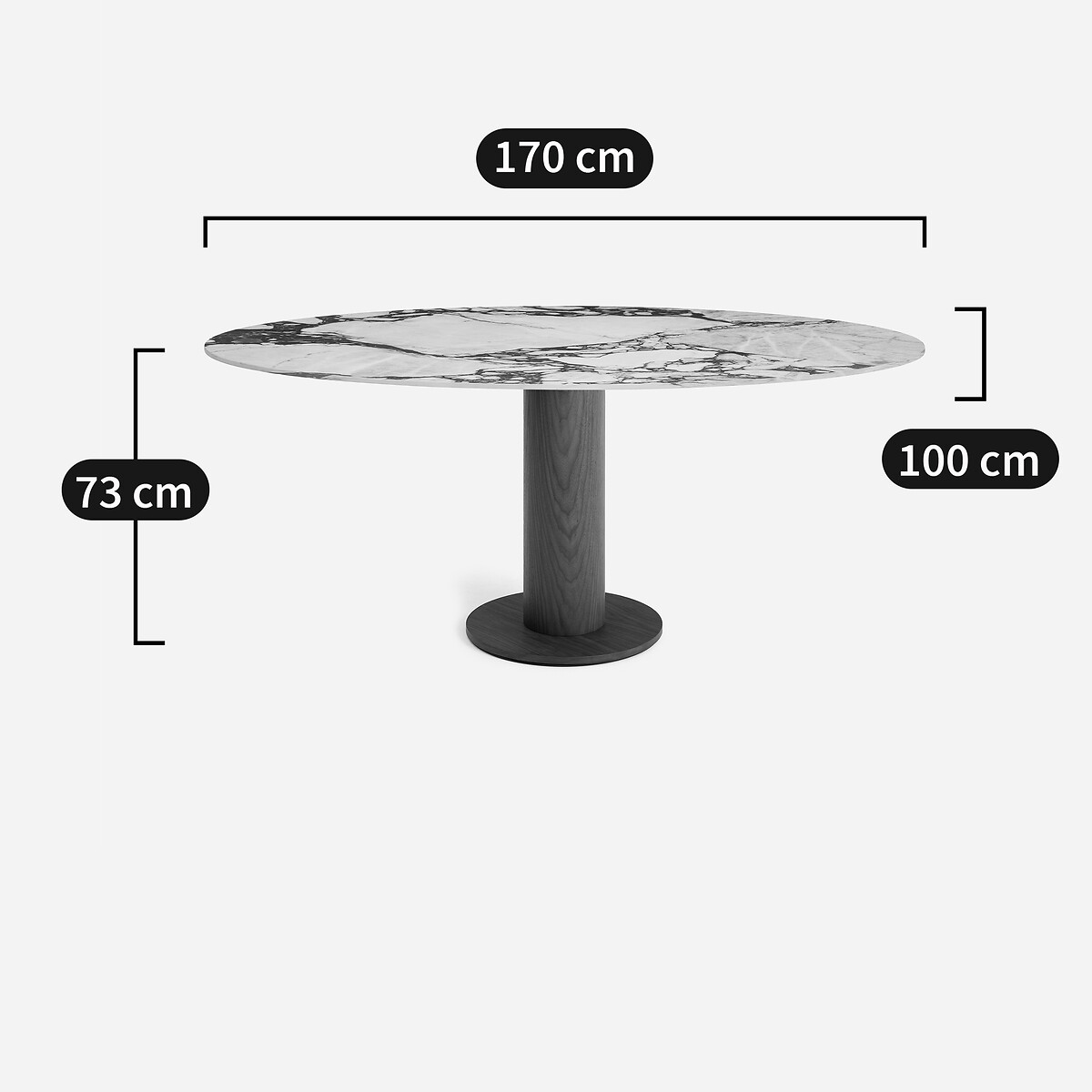 Ellipsenförmige Tischplatte aus Keramik, Länge 170 cm, ELIPSO keramik marmor ziegelstein, AM.PM