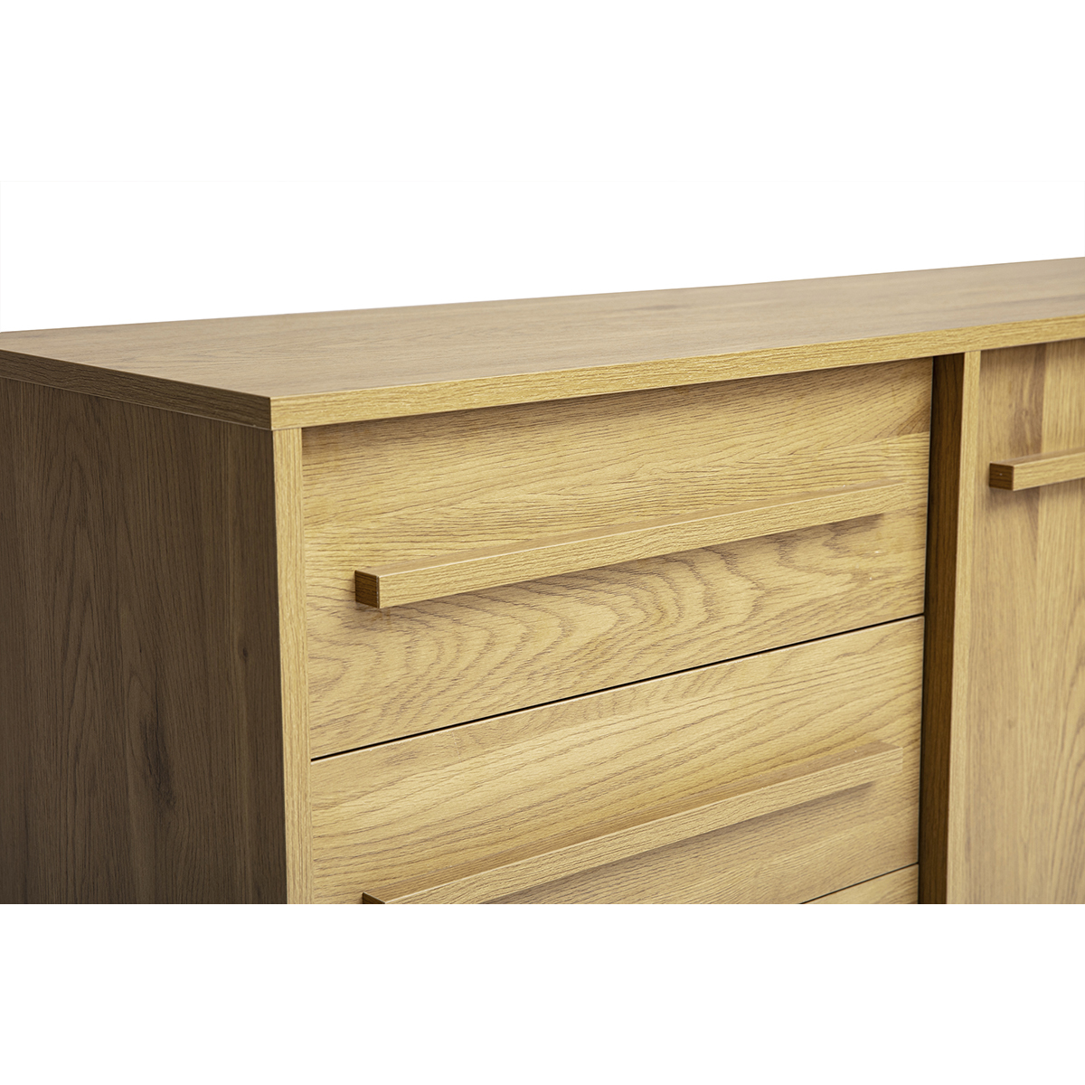 Buffet finition bois chêne 2 portes 3 tiroirs L160 cm YSEULT chêne clair, MILIBOO