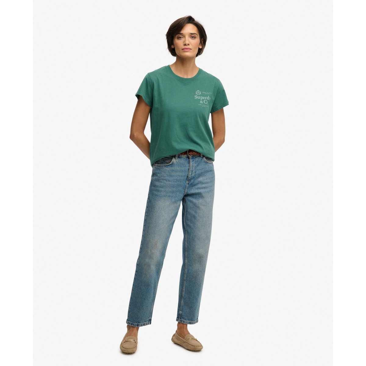 T-shirt Classic Luxe Casual vert pinède, SUPERDRY