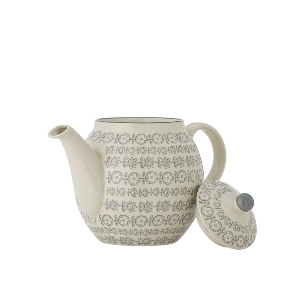 Théière motif floral  Karine gris, BLOOMINGVILLE