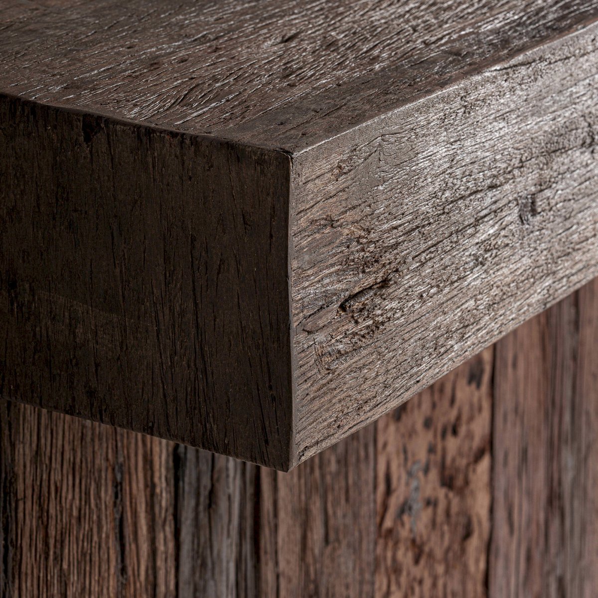 Comptoir de bar rustique en bois massif marron bois foncé, RECOLLECTION