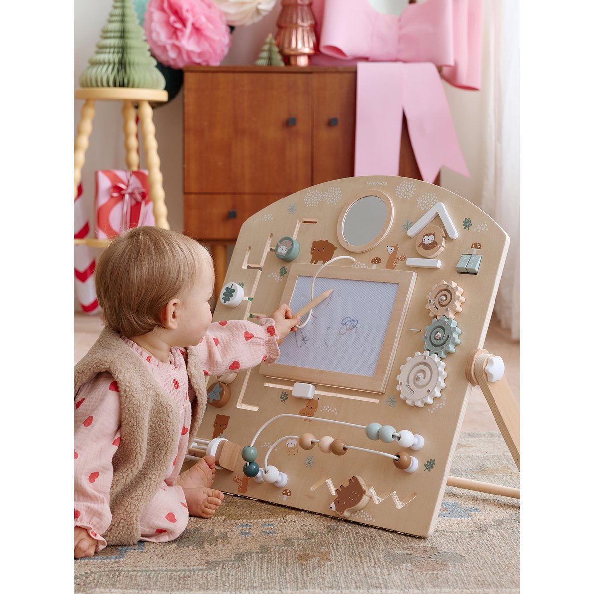 Planche d'activités avec ardoise magique GREEN FOREST en bois FSC® bois, VERTBAUDET