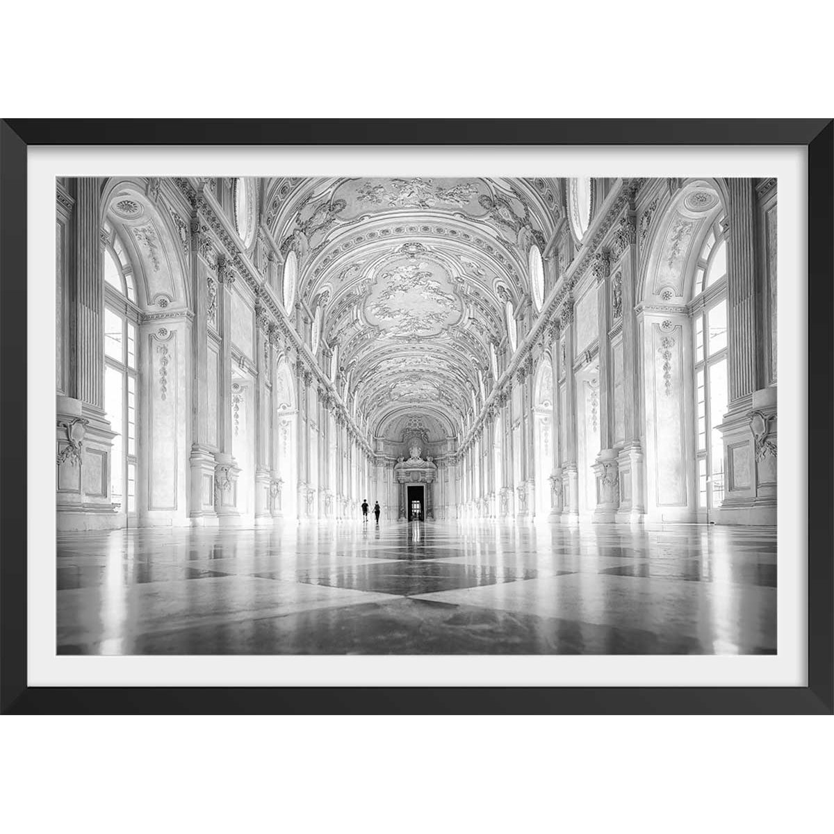Affiche photo d'art galerie des glaces - affiche + cadre en bois - noir, HEXOA