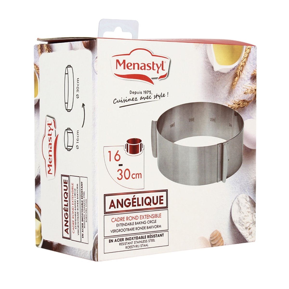 Cadre extensible rond en acier inoxydable, ANGELIQUE inox, MENASTYL
