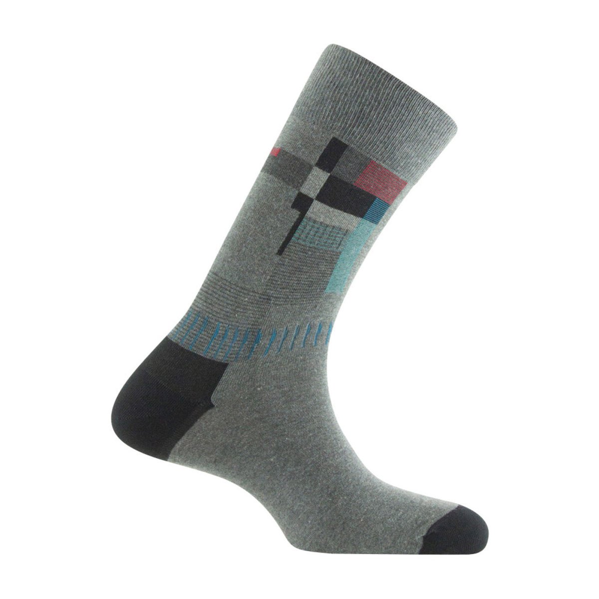 Mi-chaussettes Homme motifs géométriques Coton majoritaire MADE IN FRANCE gris, KINDY