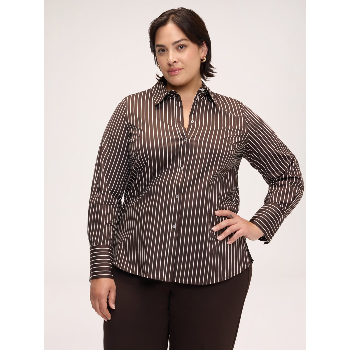 Chemise rayée marron, FIORELLA RUBINO