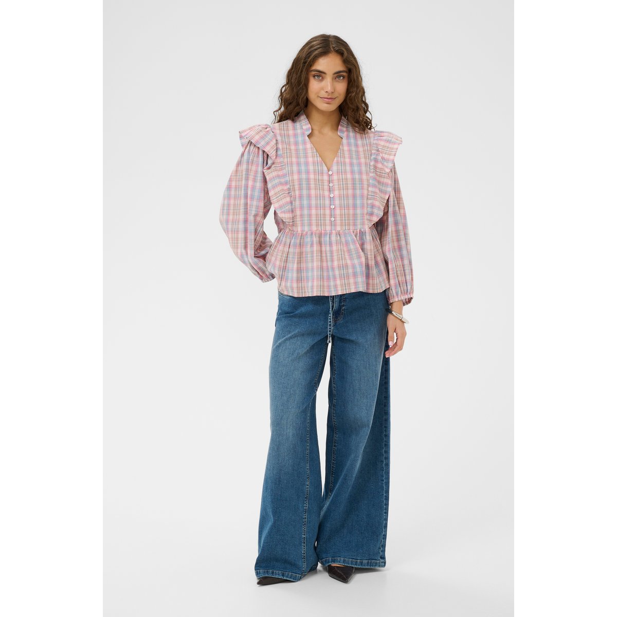 Blouse à manches longues multicolore multi checks, CULTURE
