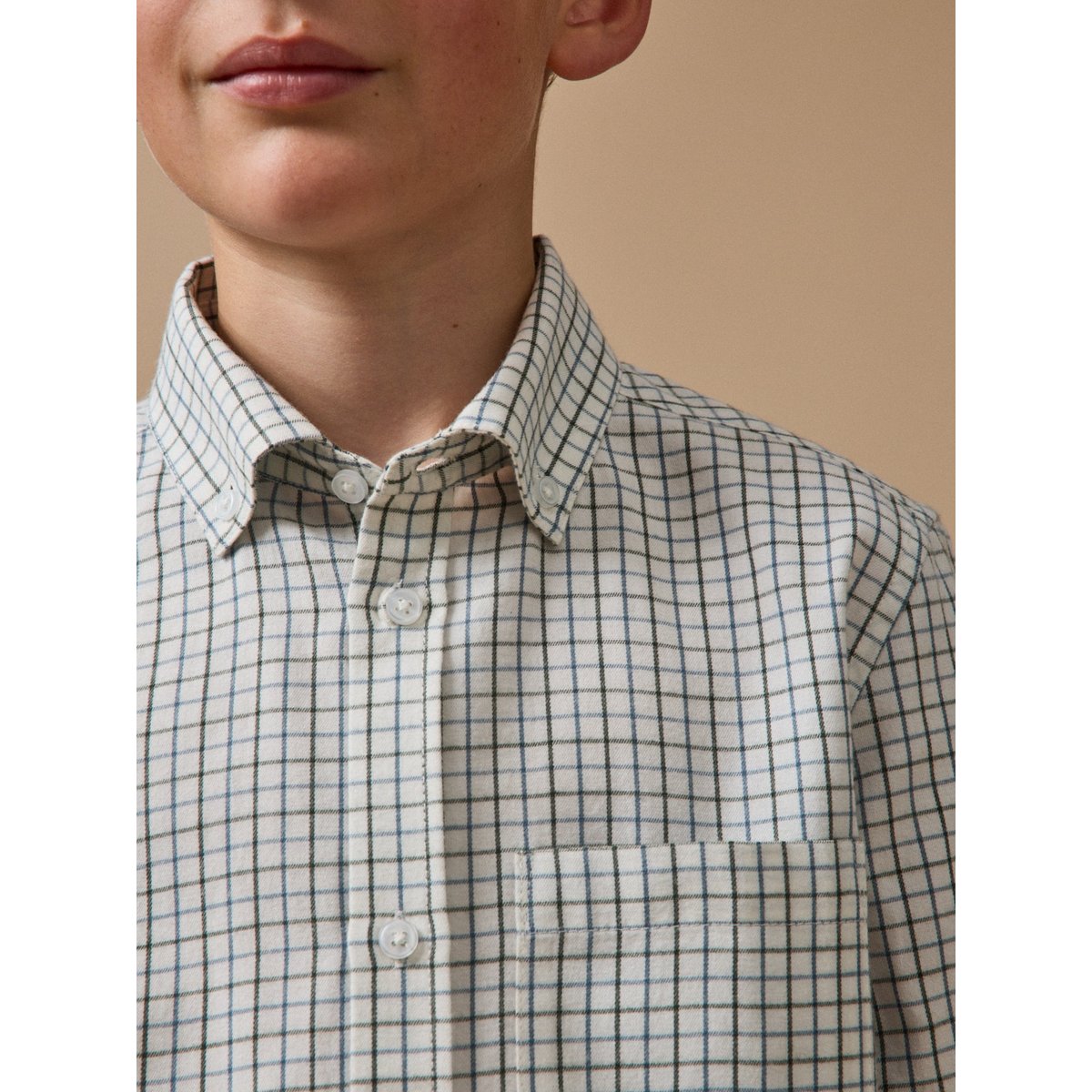 Chemise à carreaux Tattersall carreaux bleu, CYRILLUS