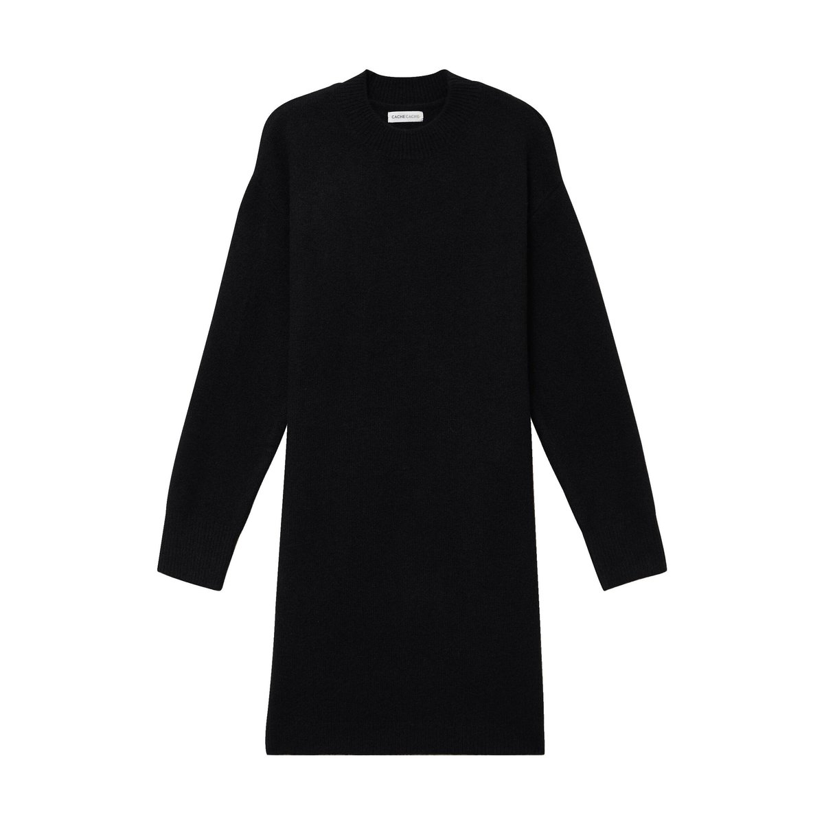 Robe pull droite manches longues noir, CACHE CACHE