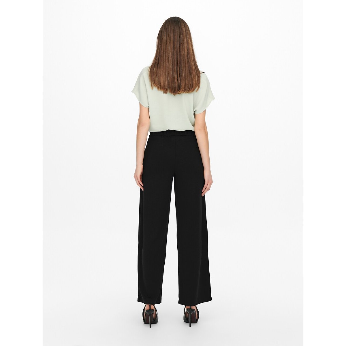Pantaloni larghi, vita alta nero , JDY