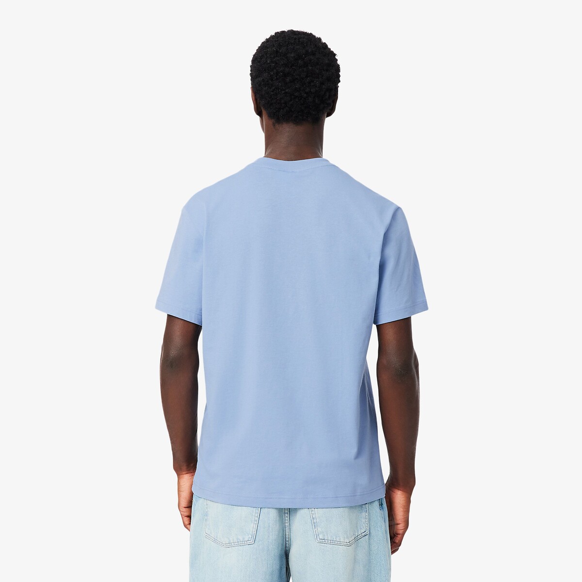 T-shirt classic fit, in cotone, color-block azzurro, LACOSTE