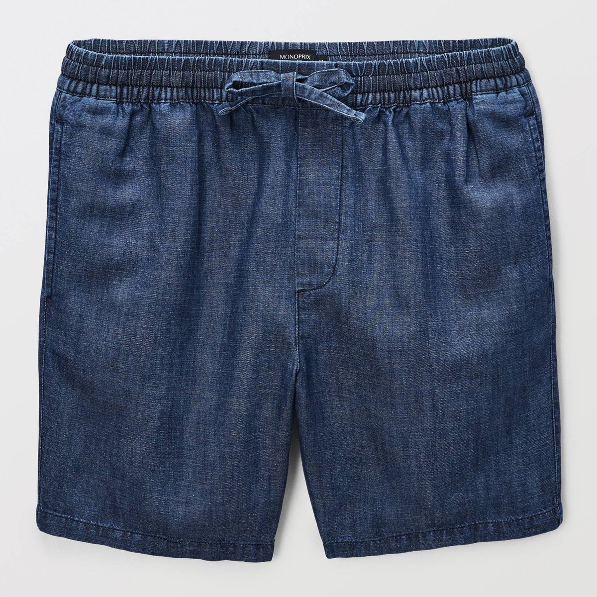 Bermuda taille élastiquée en mélange coton et lin brut, MONOPRIX