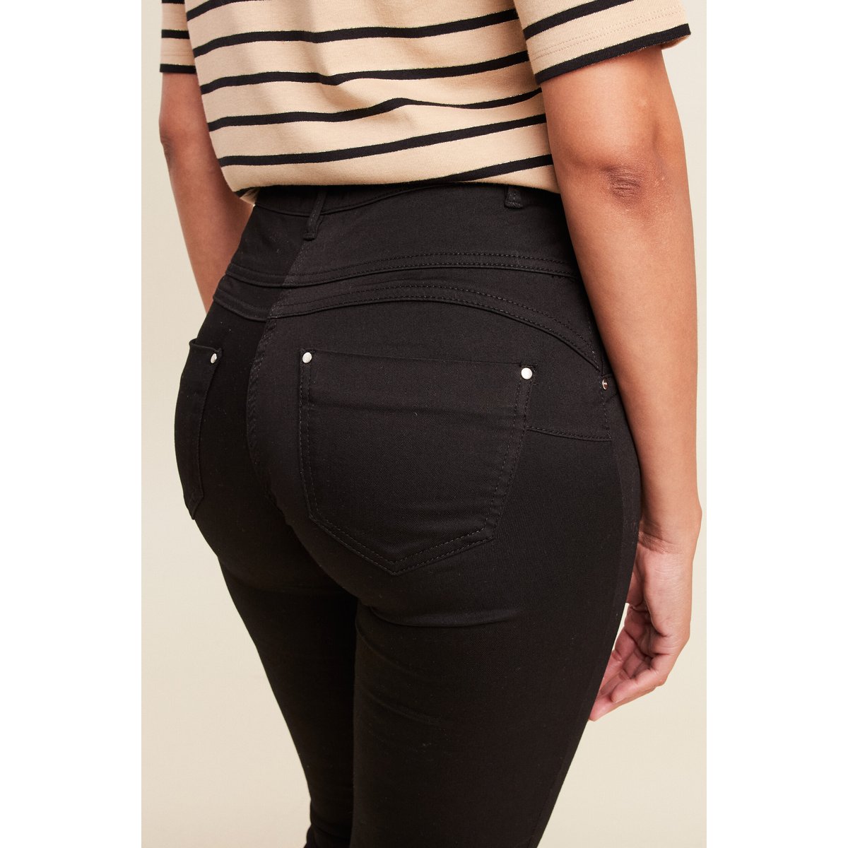 Pantalon magique ajusté taille haute denim noir, BREAL