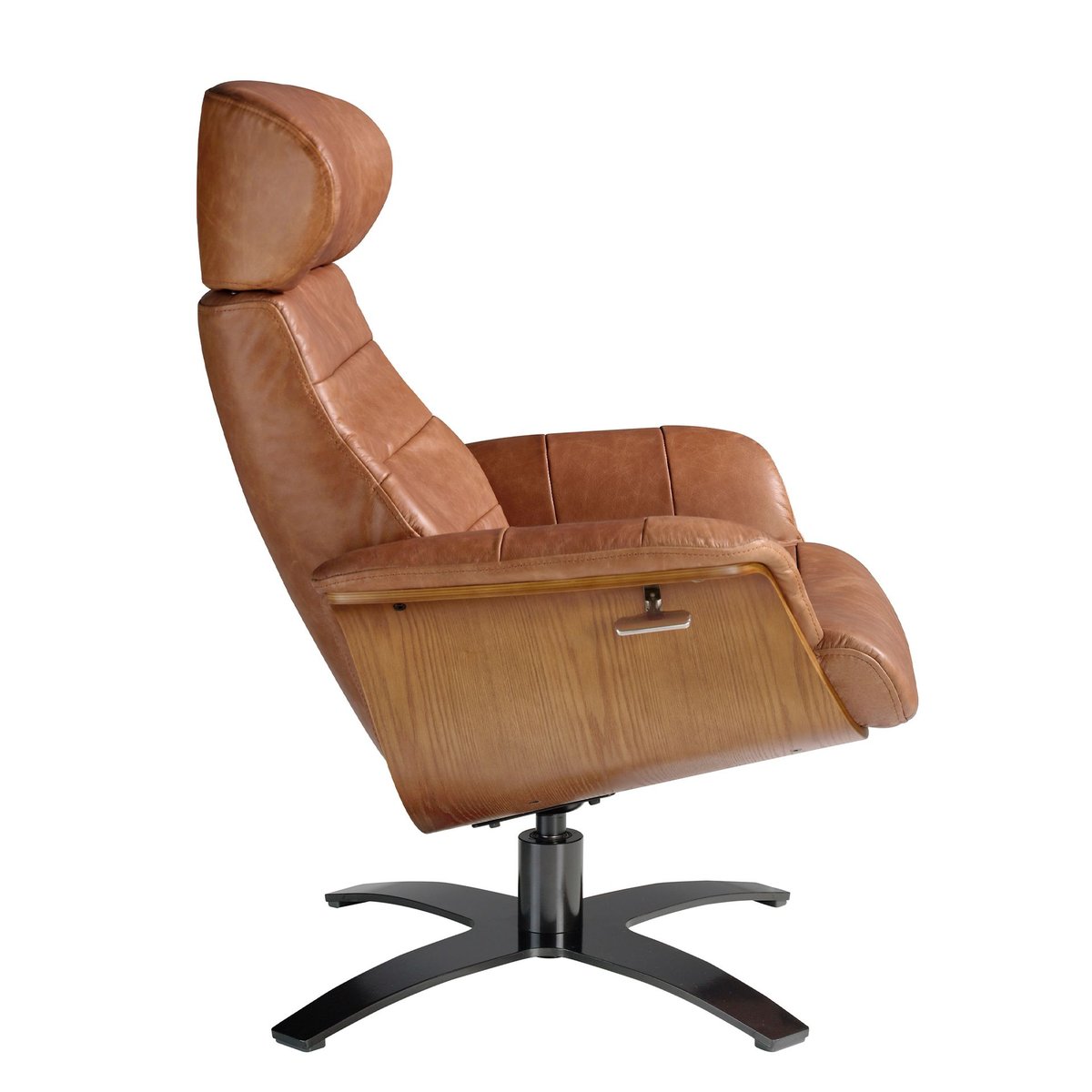 Fauteuil pivotant inclinable en cuir marron marron | gris foncé, ANGEL CERDA