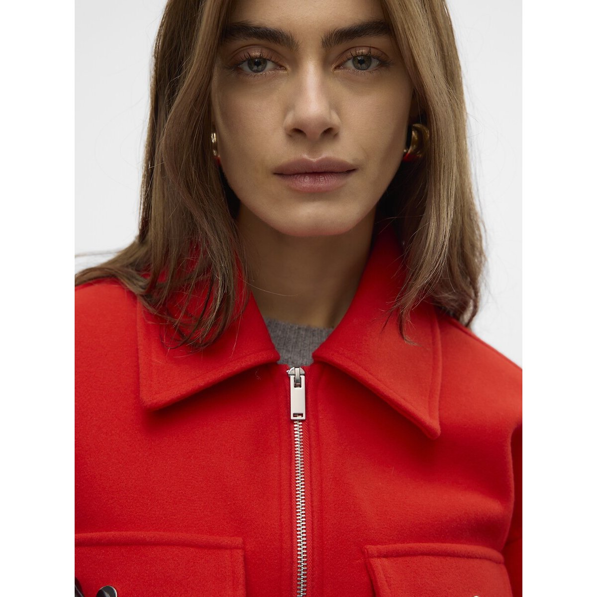 Kort jasje met ritssluiting felrood, VERO MODA