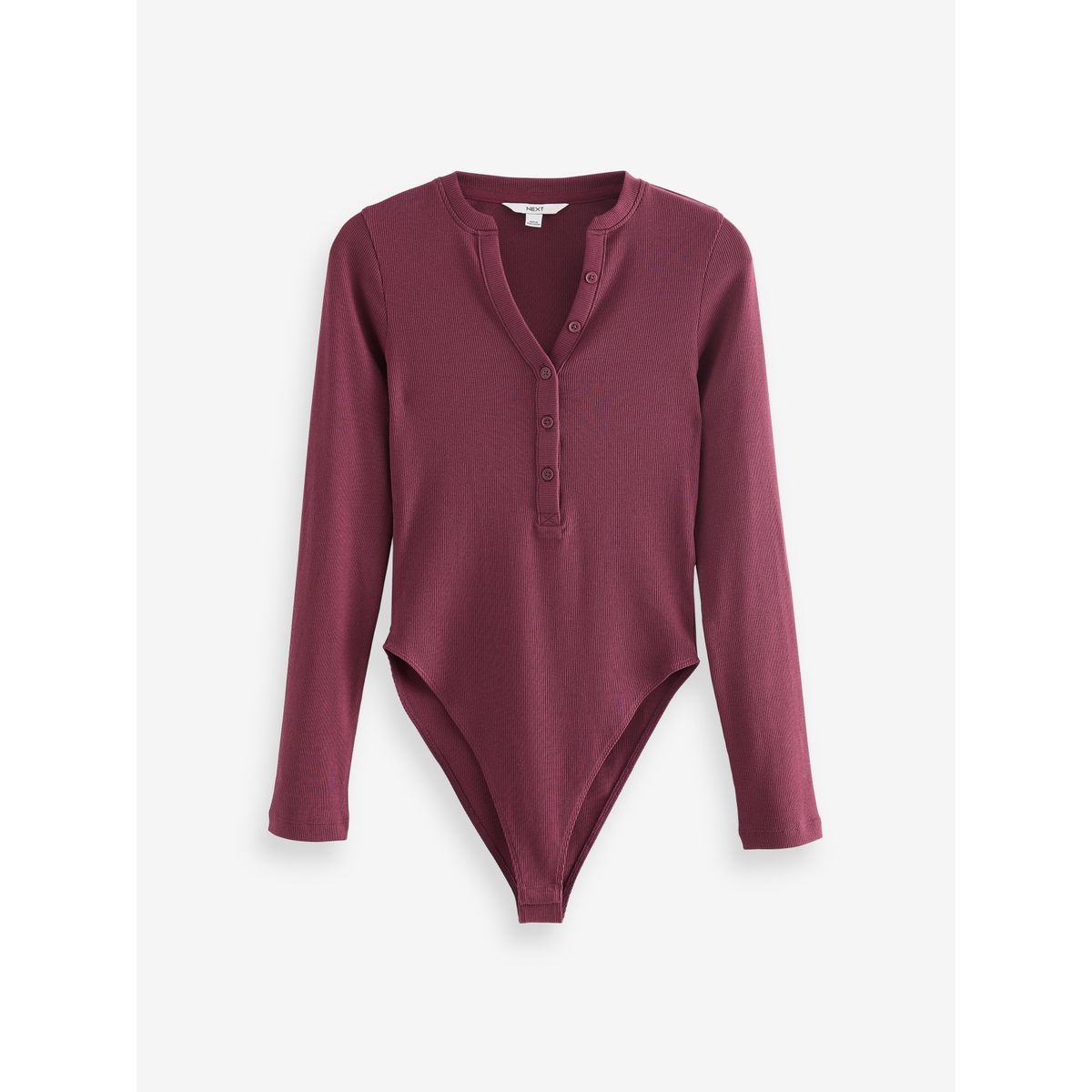 Body côtelé boutonné henley à manches longues vin de bourgogne, NEXT