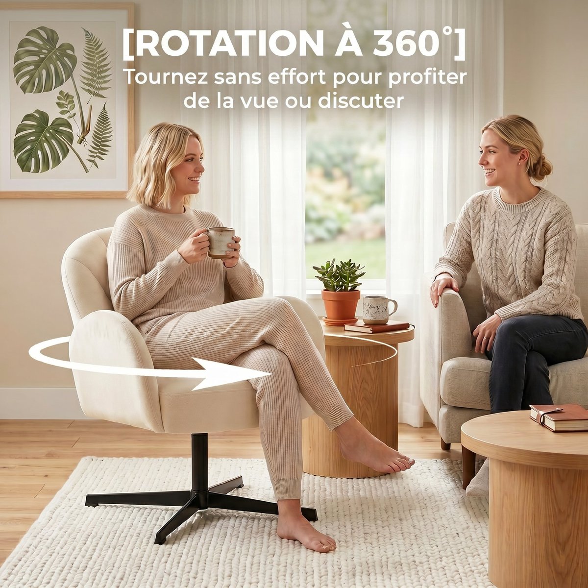 Accent Chair Velours (100 % polyester) Beige beige, HOMCOM