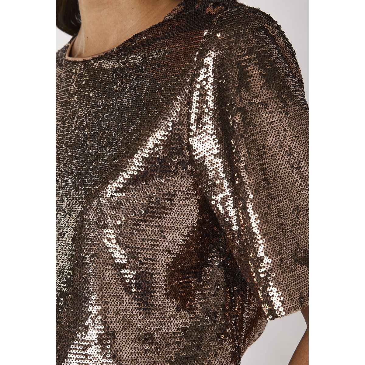 T-shirt à manches courtes en sequins TARA cuivre, Maison 123