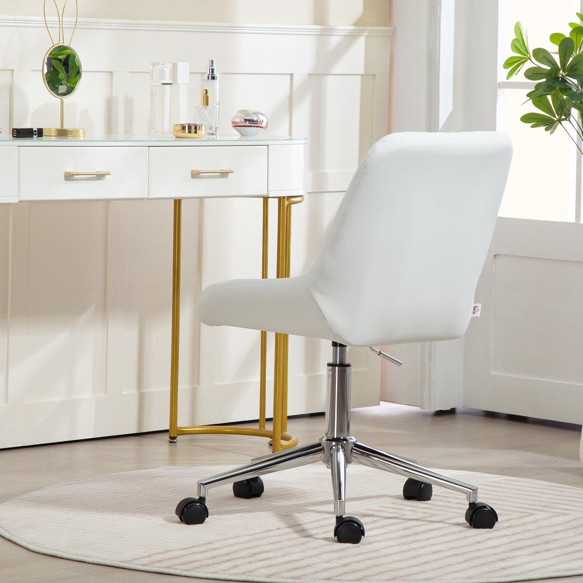 Chaise de bureau Polyuréthane Blanc blanc, HOMCOM