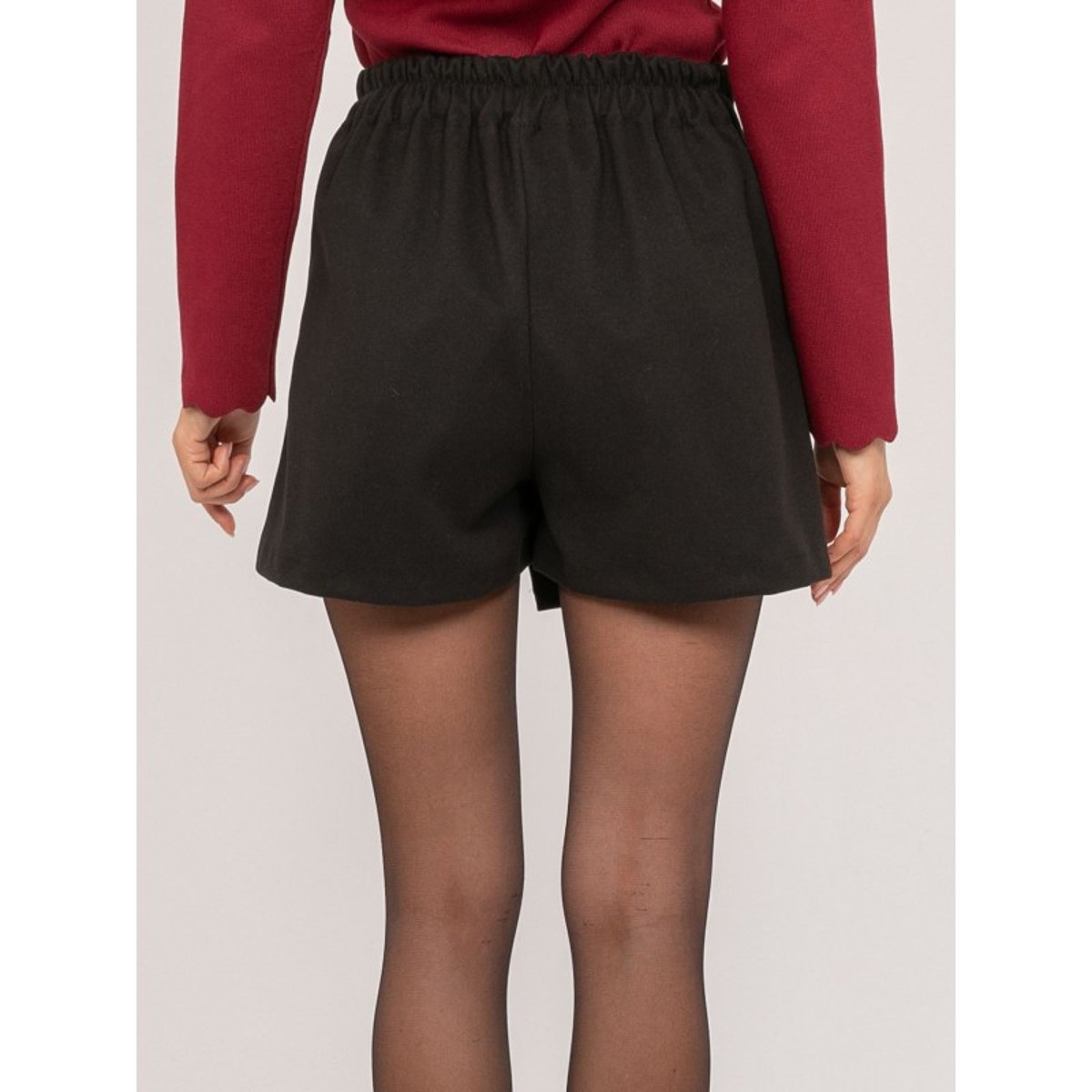 Jupe-short Portefeuille Bouton Bijou Xenitel noir, DONA LISA