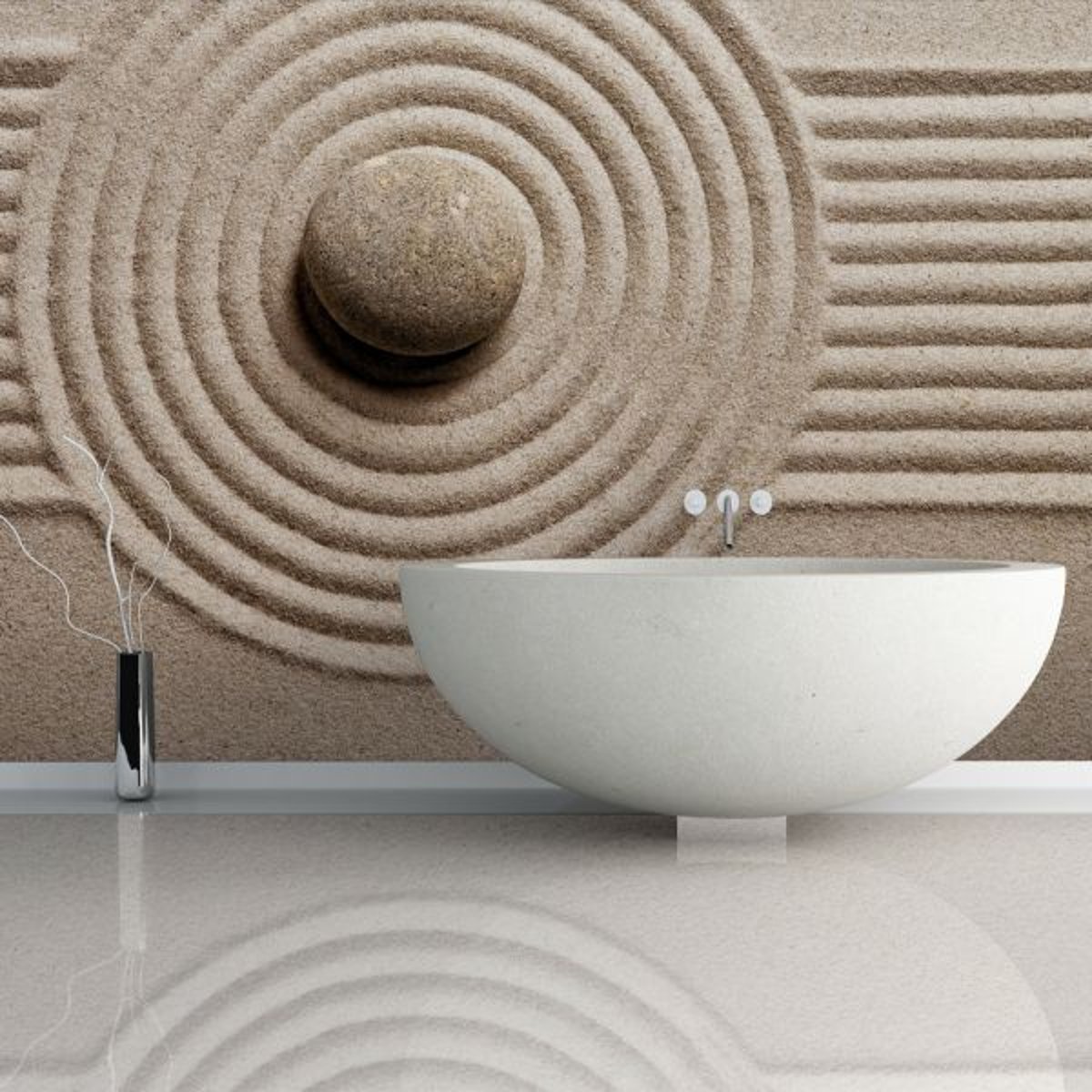 Papier peint intissé panoramique Orient relaxation - zen multicouleur, EDEN