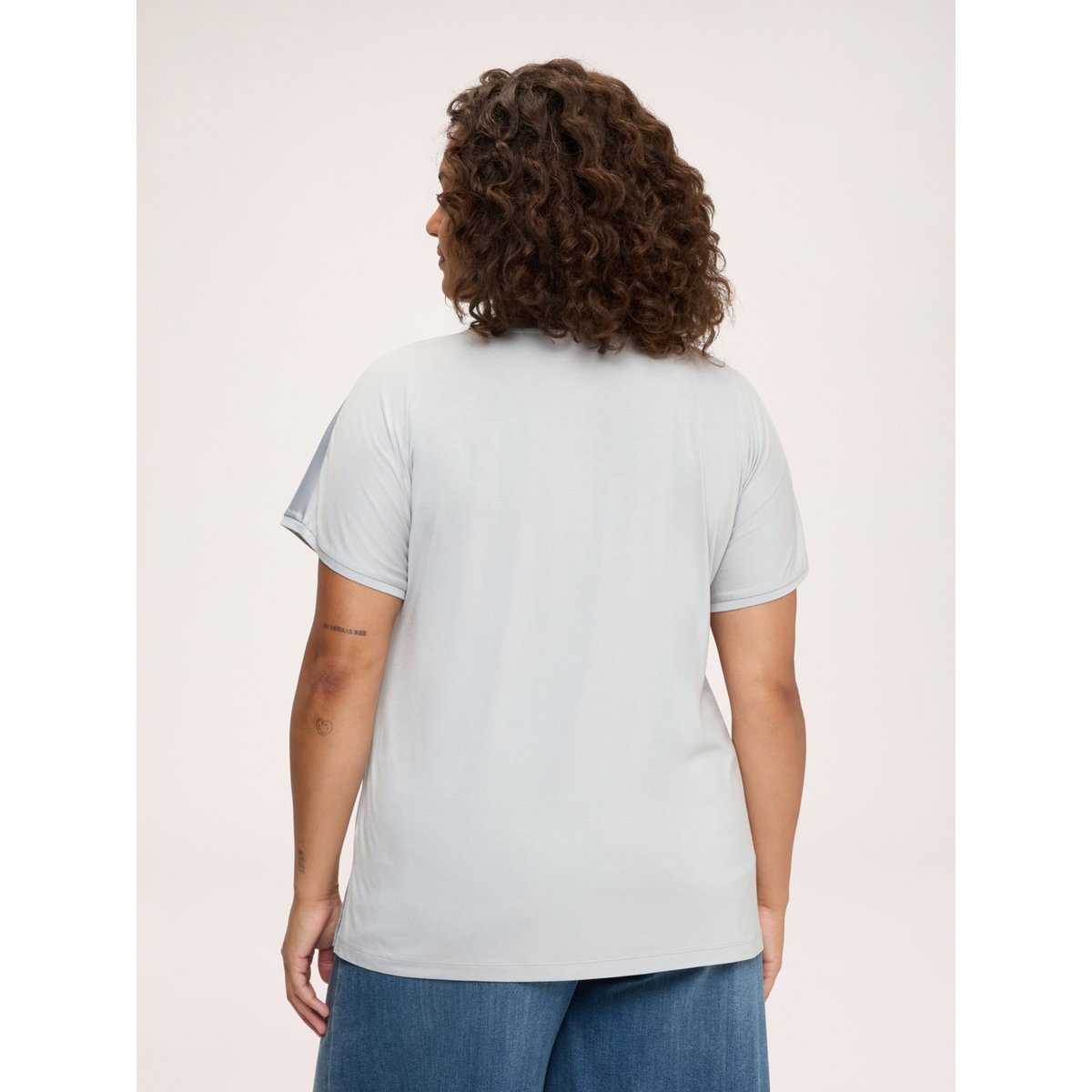T-shirt bimatière gris, FIORELLA RUBINO