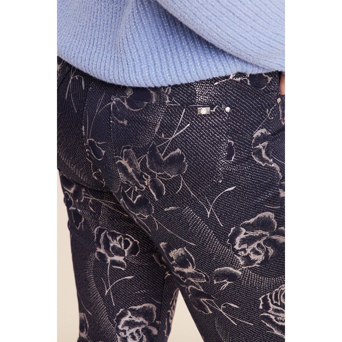Pantalon ajusté enduit 7/8ème bleu, BREAL