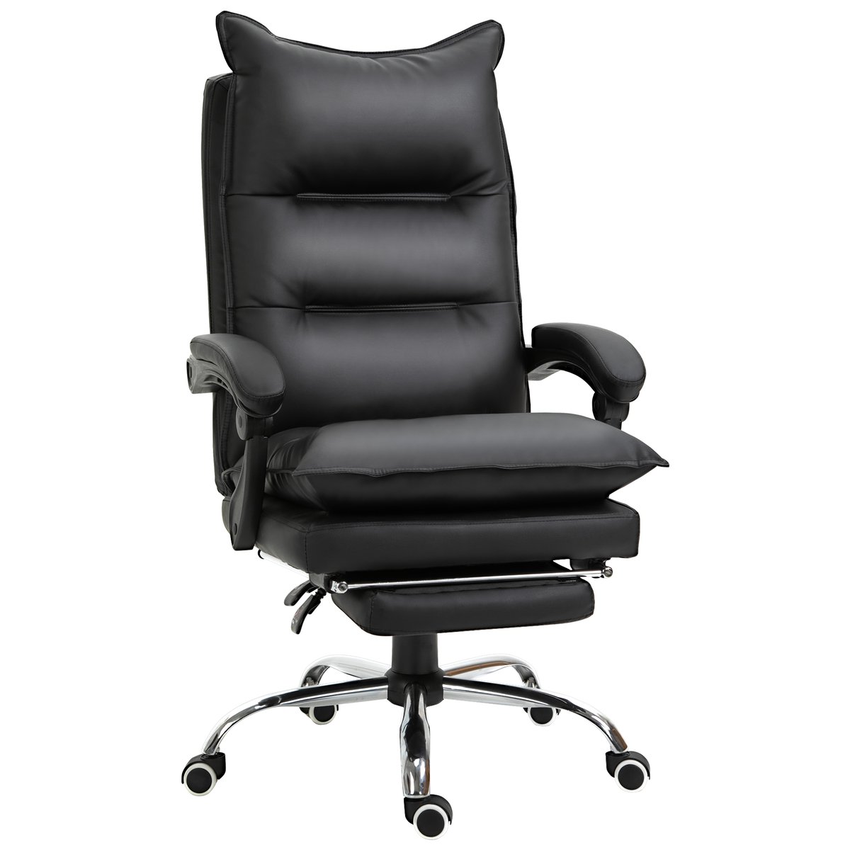 Chaise de bureau PU Noir noir, HOMCOM
