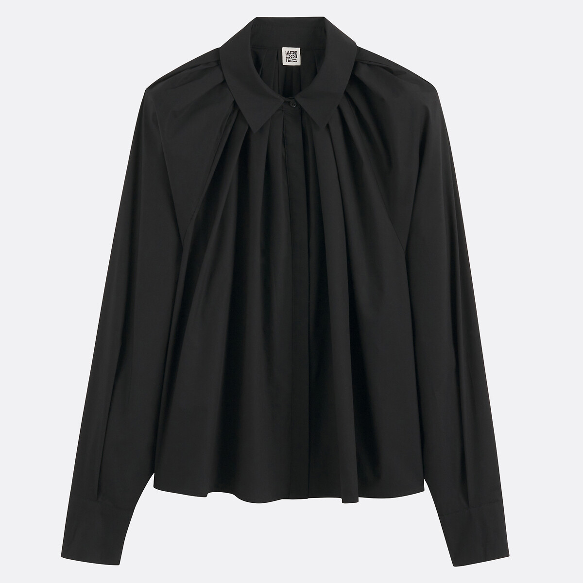 Cotton Loose Fit Shirt with Long Sleeves black, LA REDOUTE COLLECTIONS
