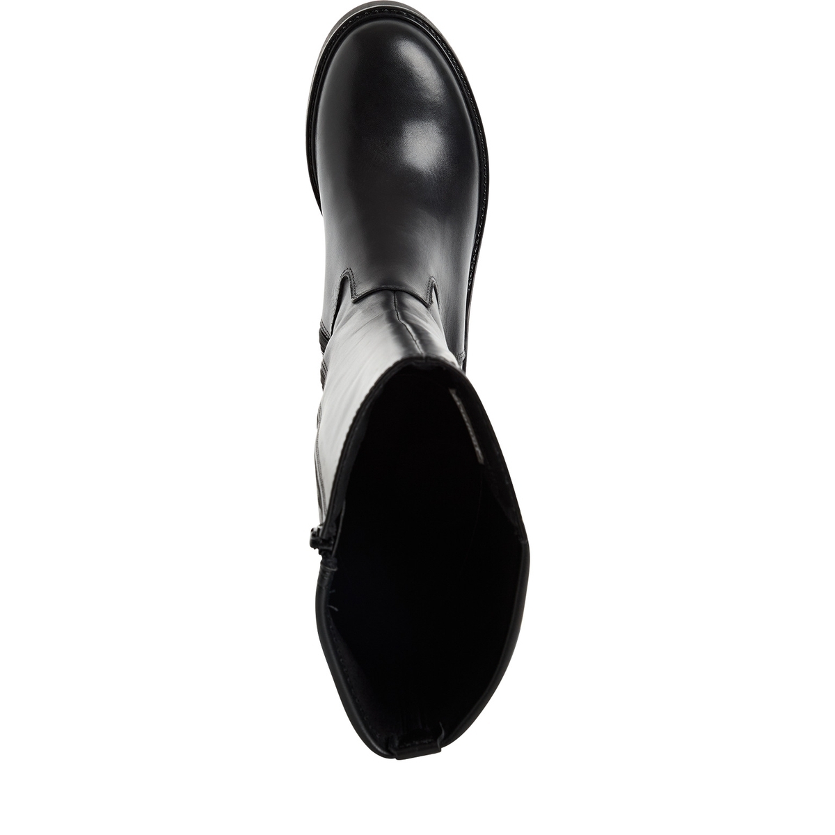 Bottes talon bloc noir cuir, TAMARIS