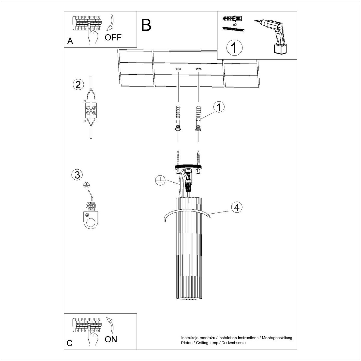 Plafonnier Aluminium Outremer GU10 1 Karbon outremer, EDEN