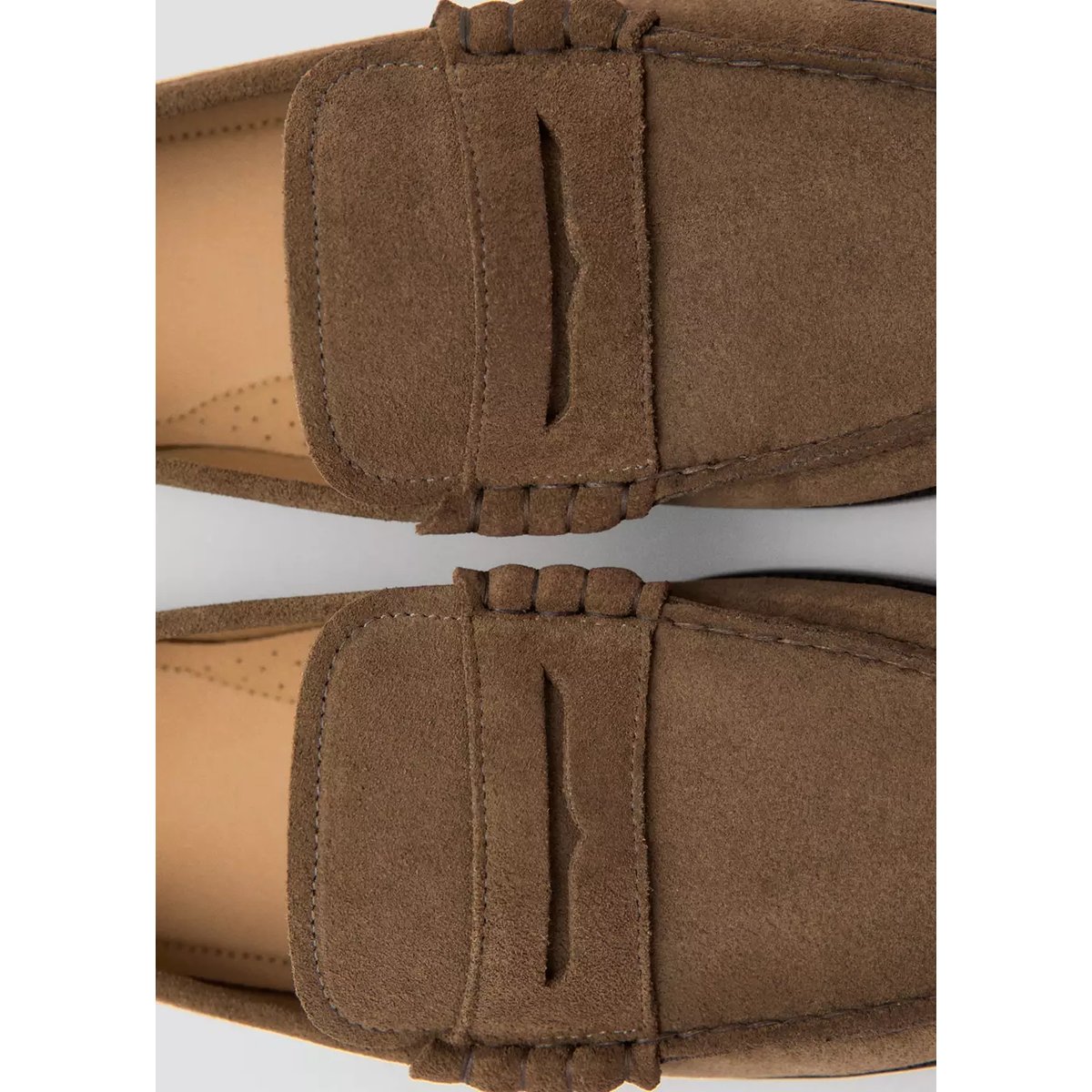 Mocassins découpe cuir suède marron clair/pastel, MANGO MAN