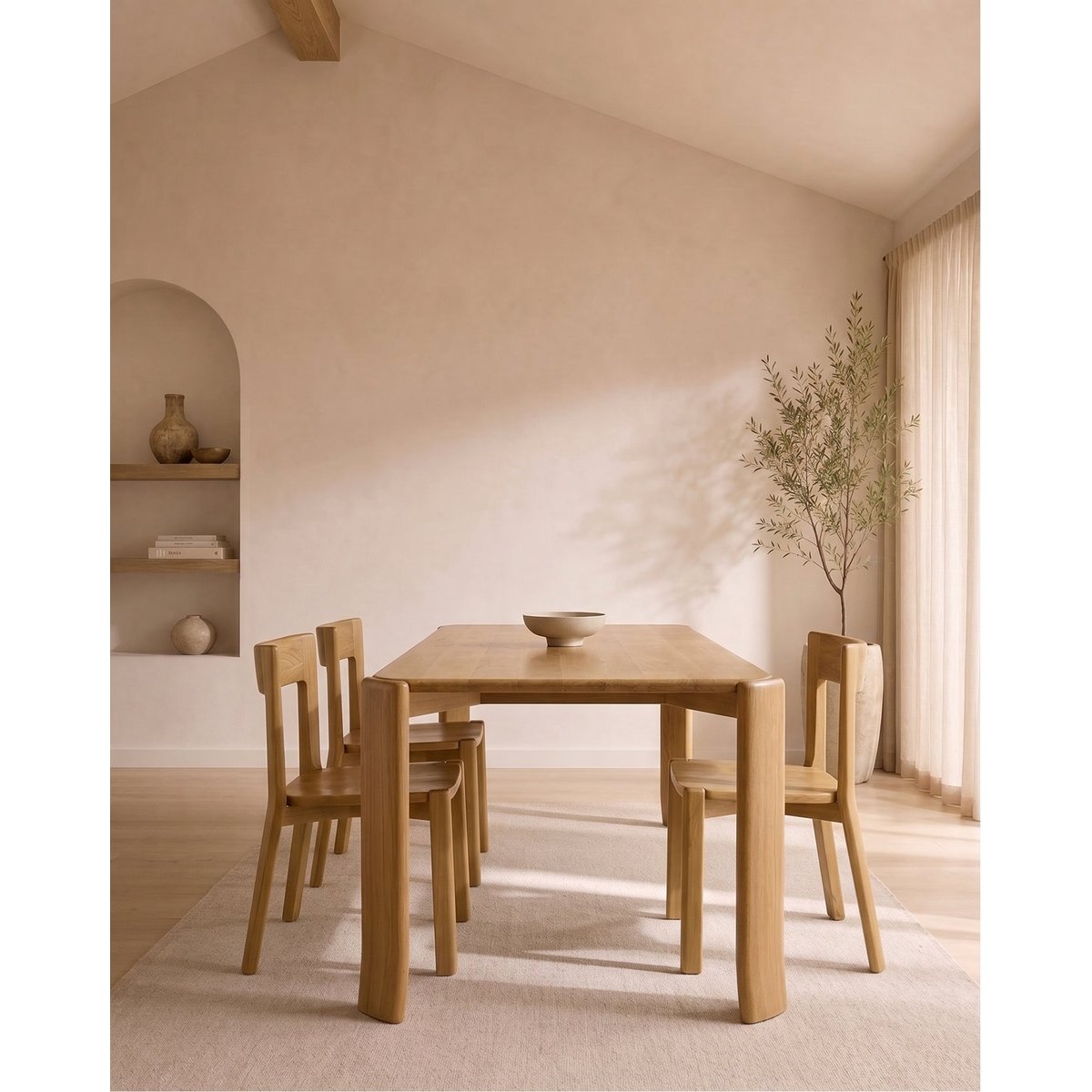 Table à manger en teck massif 186x96 cm marron, HANNUN