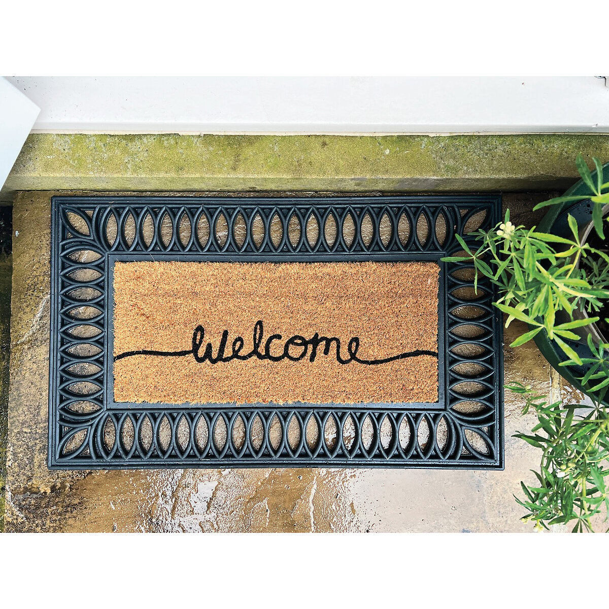 Leaf Pattern Doormat Surround black, MY MAT COIR