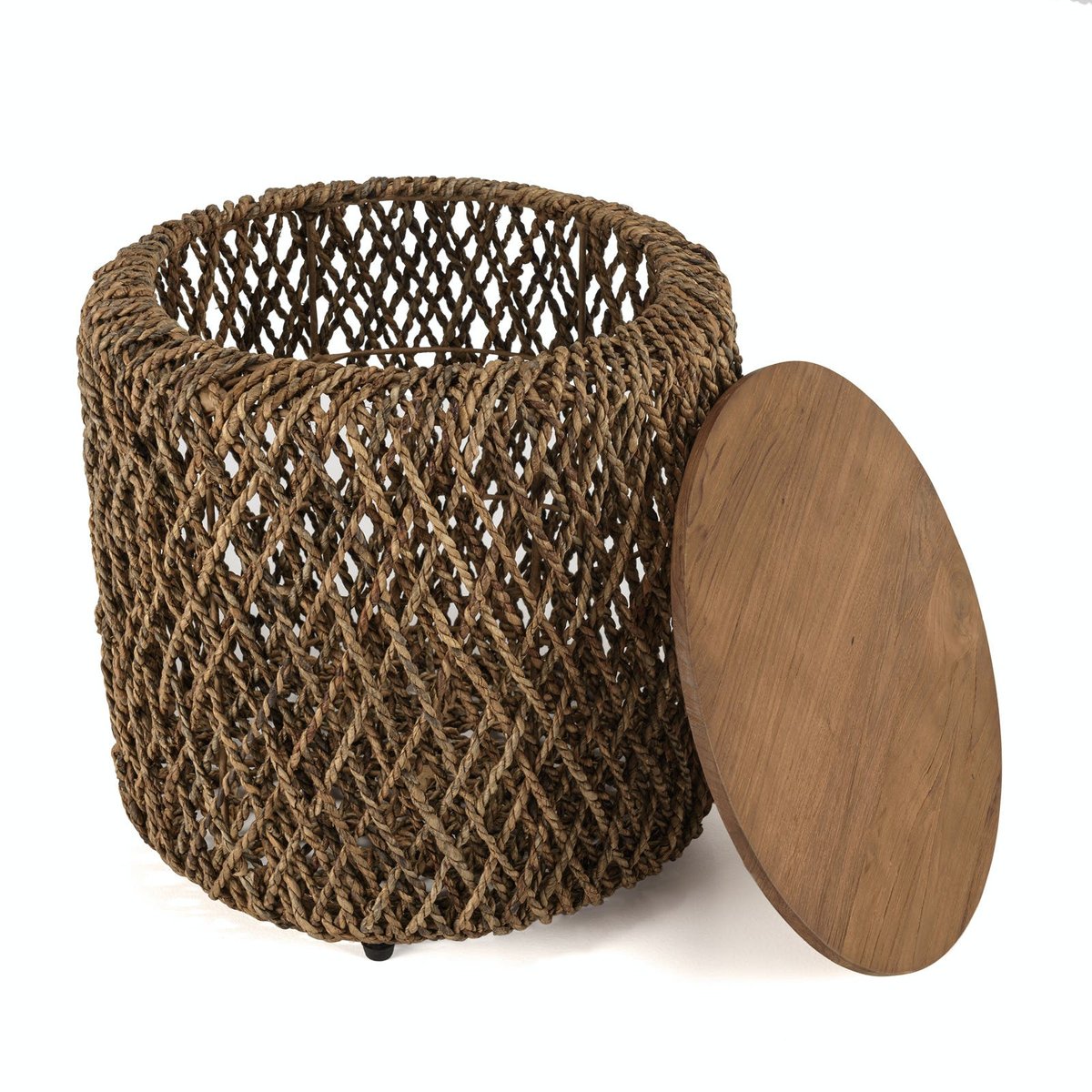 Table d'appoint ronde 49 cm fibre de coco et bois recyclé SWING bois naturel, PIER IMPORT