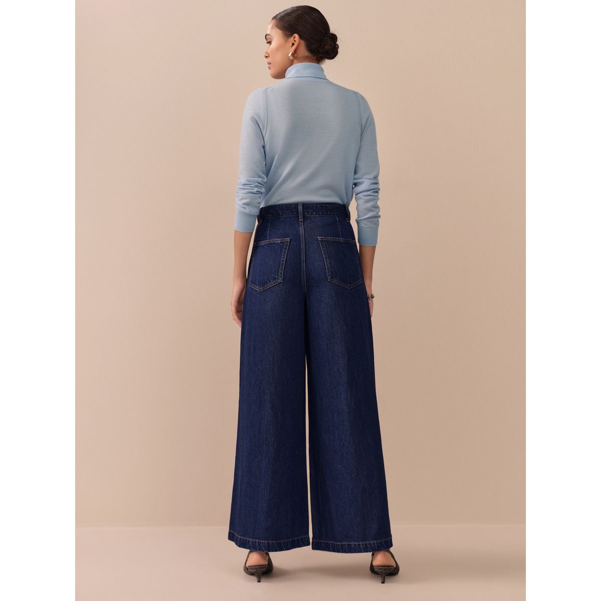 Jean large palazzo n. premium délavage bleu, NEXT