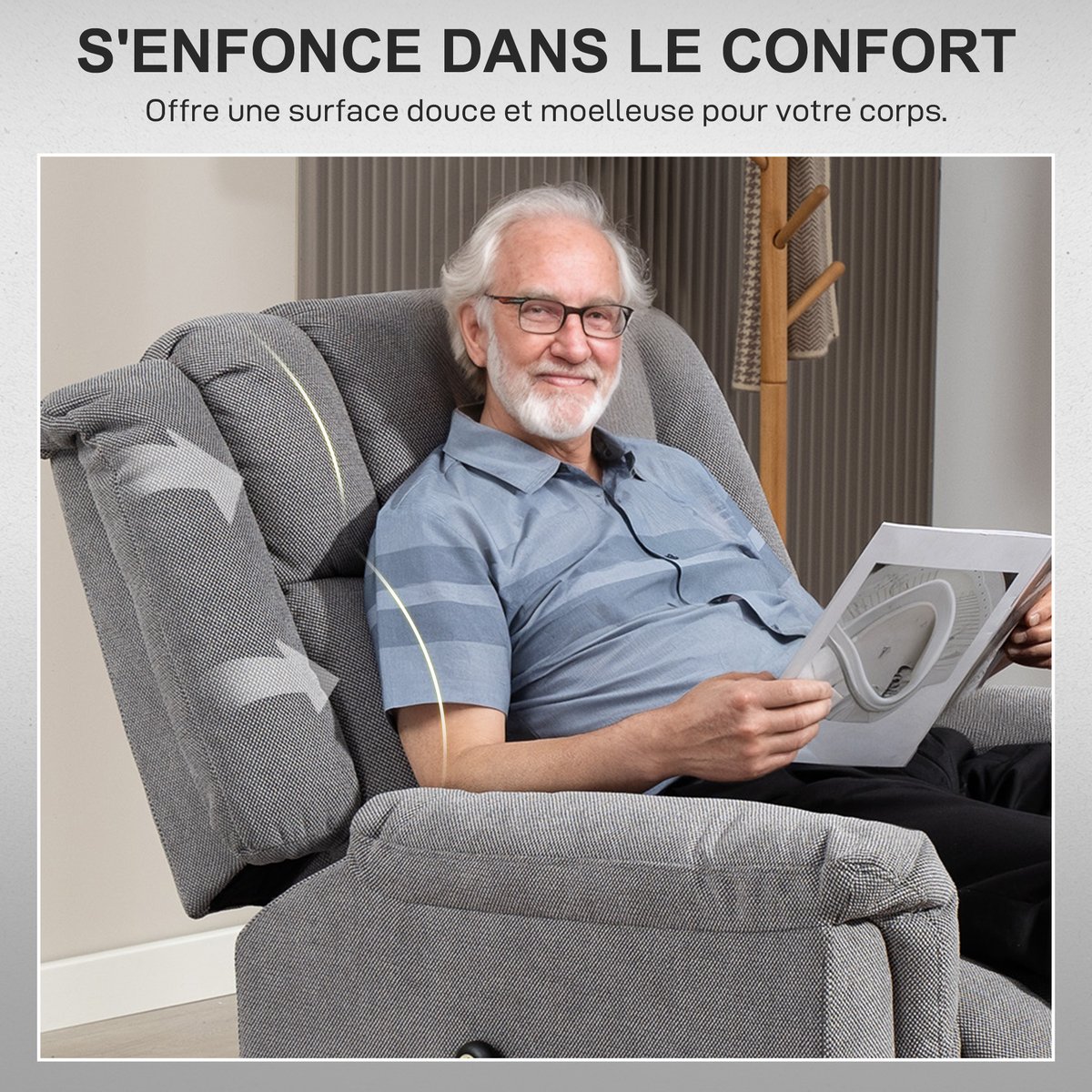 Fauteuil releveur multifonctionnel Chenille gris foncé, HOMCOM