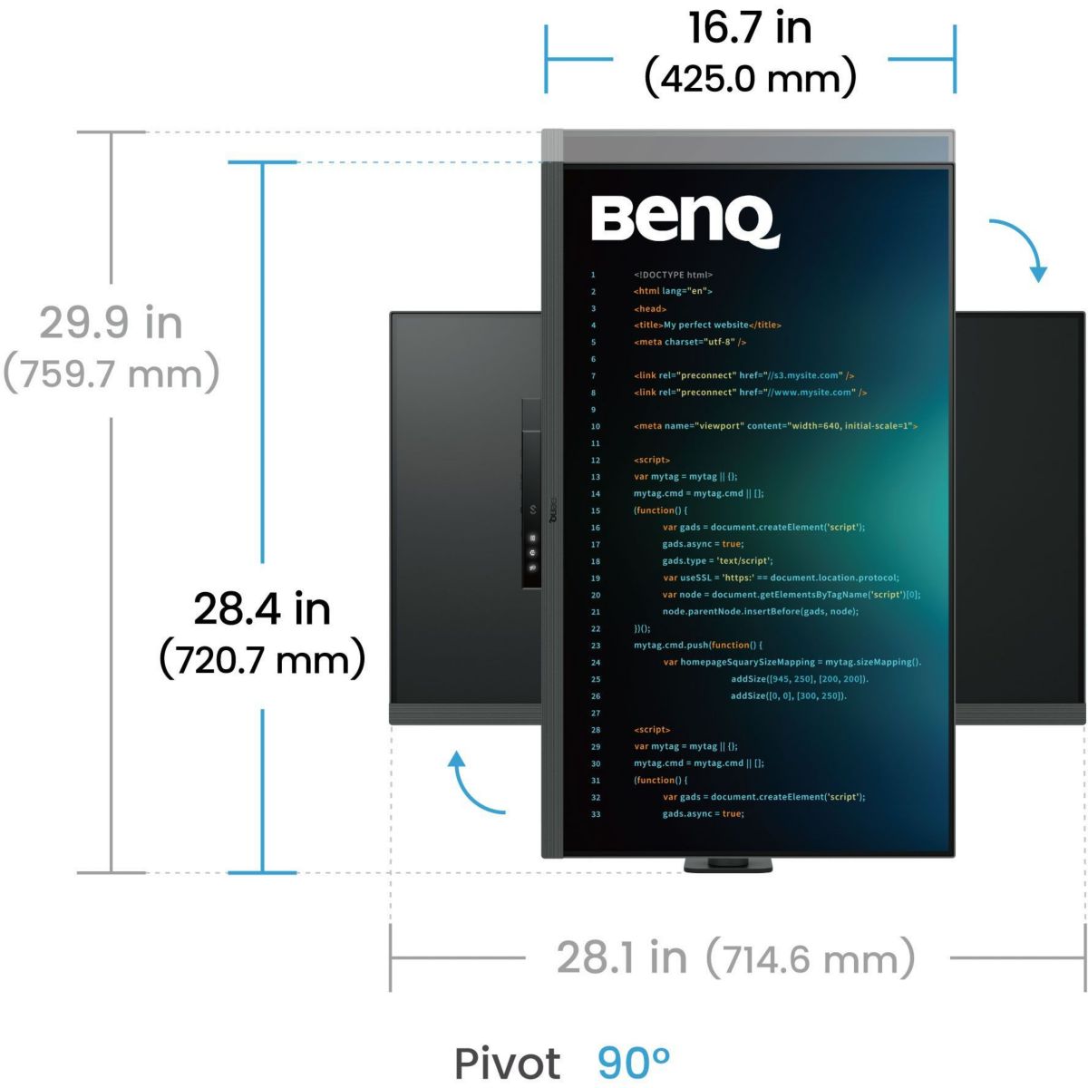 Ecran RD320UA 32" IPS DUHD HDR USB-C 90W couleur unique, BENQ