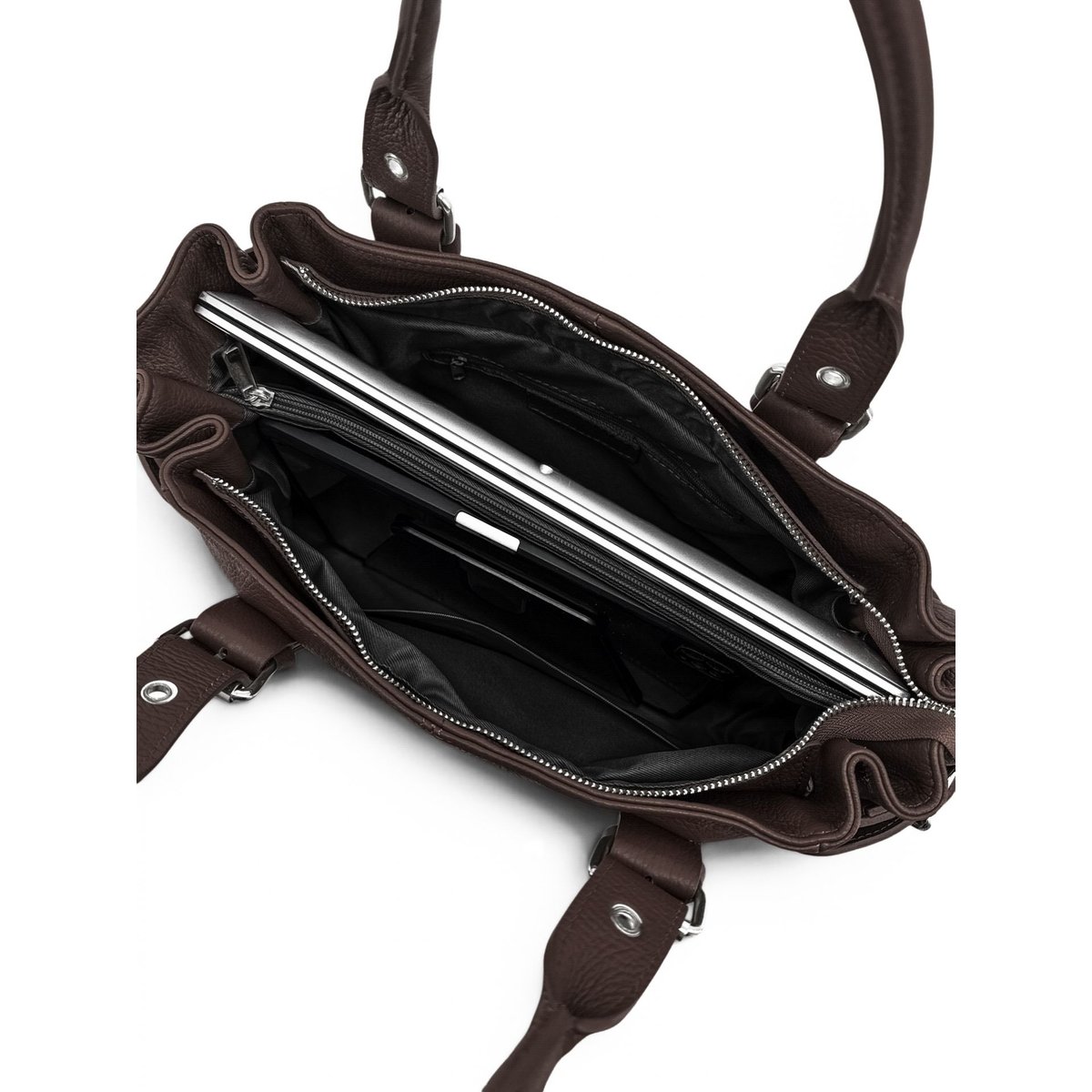 Sac bowling en cuir grainé URBAN PRINCESS SILVER chocolat, OH MY BAG