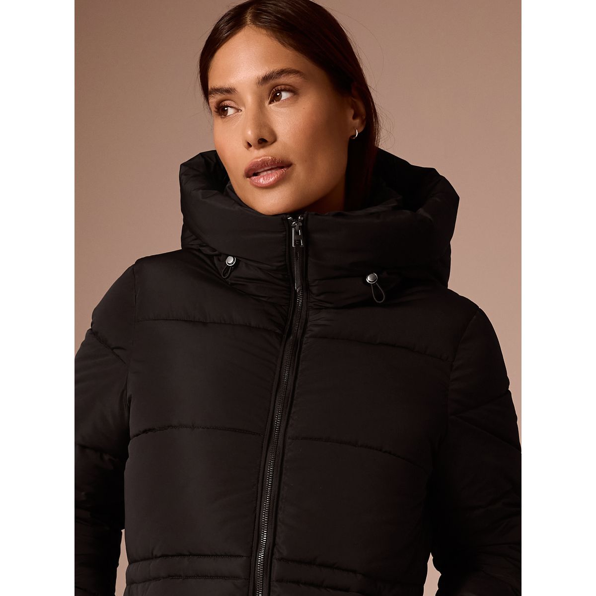 Long manteau rembourré à capuche maternité noir, NEXT