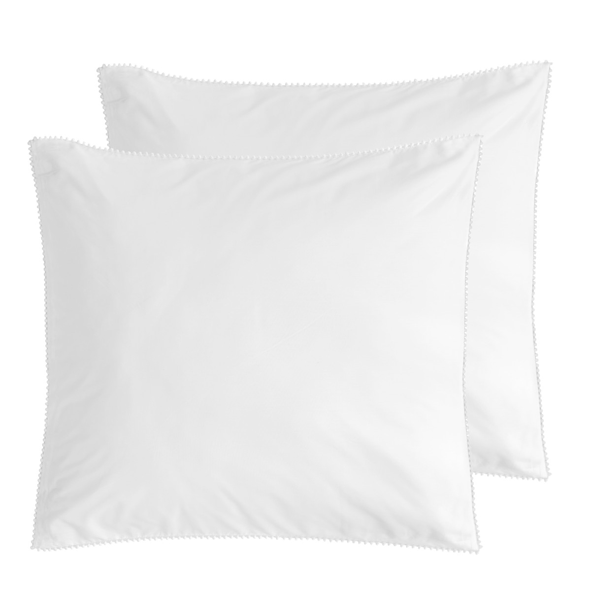 Parure housse de couette percale de coton avec 2 taies 65x65 cm PIUMMI blanc/blanc, SENSEI MAISON