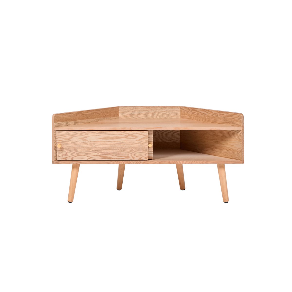 Meuble TV d'angle 2 portes, bois, TORUN marron, NORDLYS