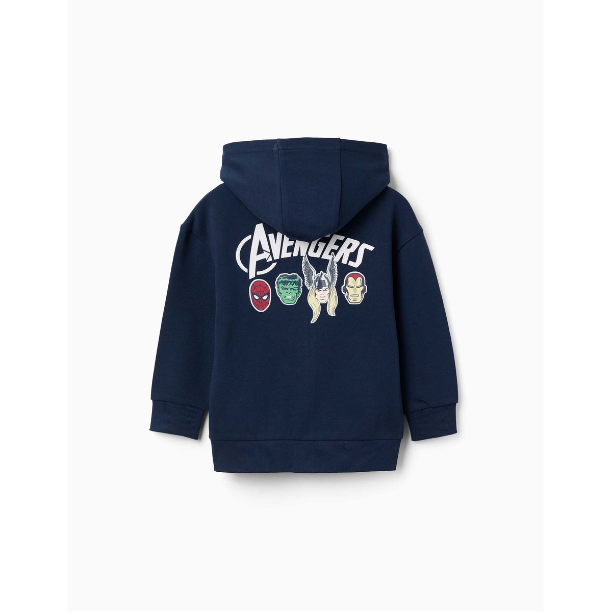 Sweat zippé en coton avec capuche et imprimés Avengers bleu foncé, ZIPPY