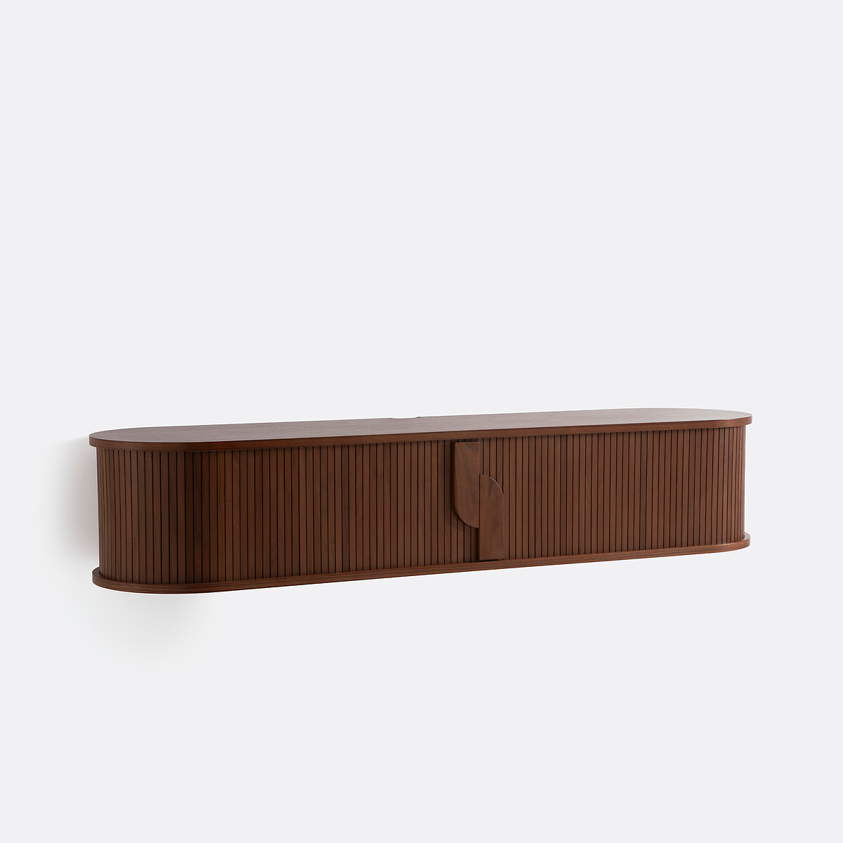 Meuble TV suspendu 2 portes coulissantes, longueur 160 cm, MARCELINO coloris noyer, LA REDOUTE INTERIEURS
