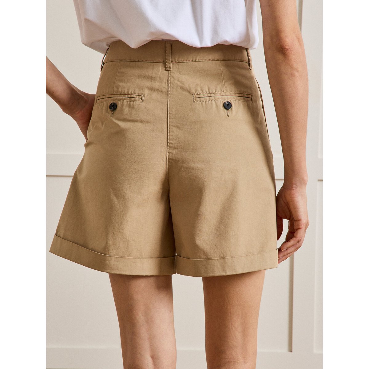 Short chino coton et lin beige, CYRILLUS