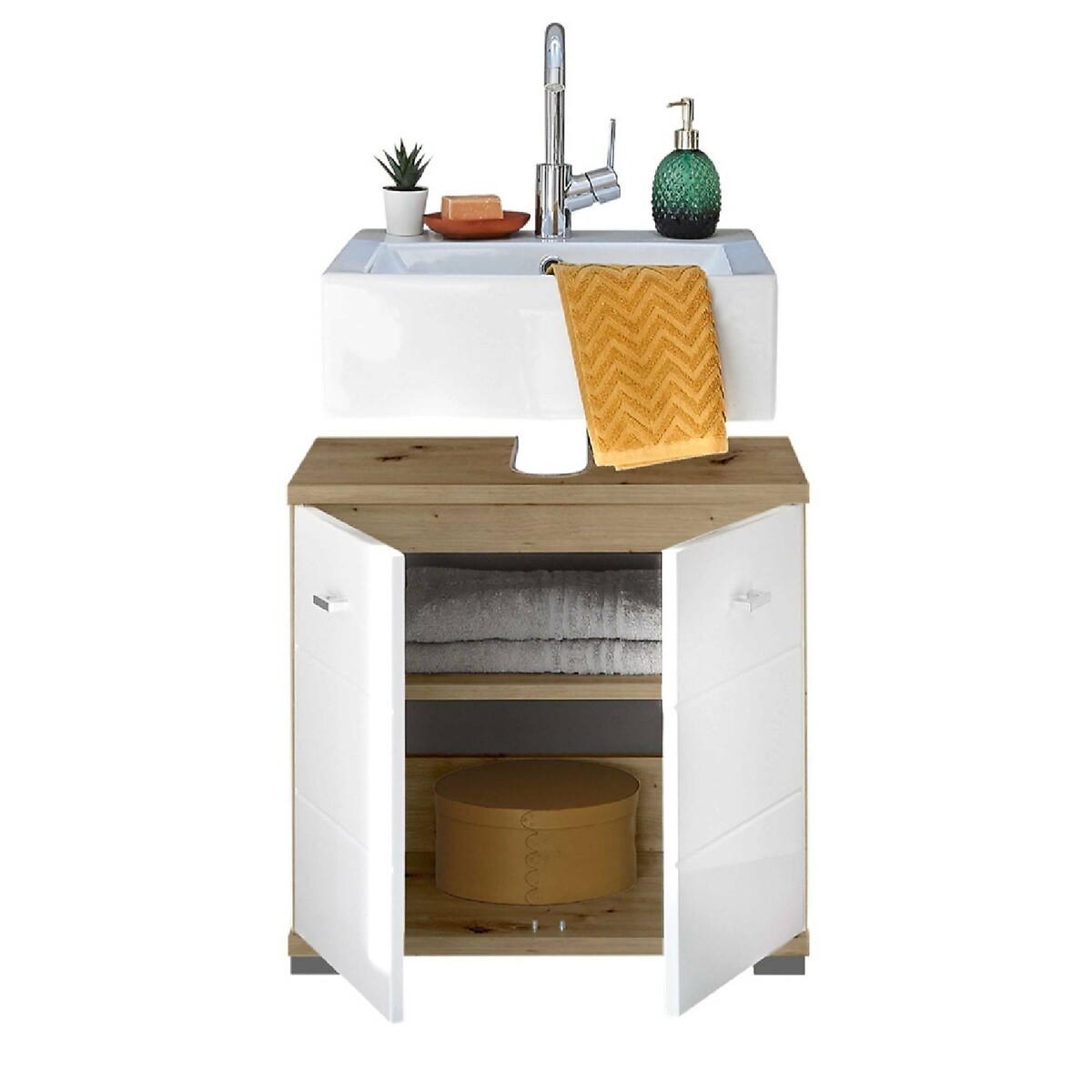 Luma Under Sink Cabinet white/natural, SO'HOME
